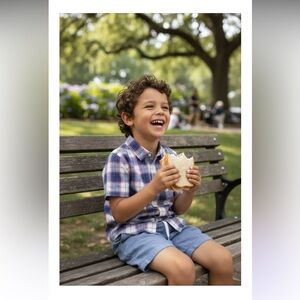 Janie And Jack Plaid Shirt and Chambray Short Set